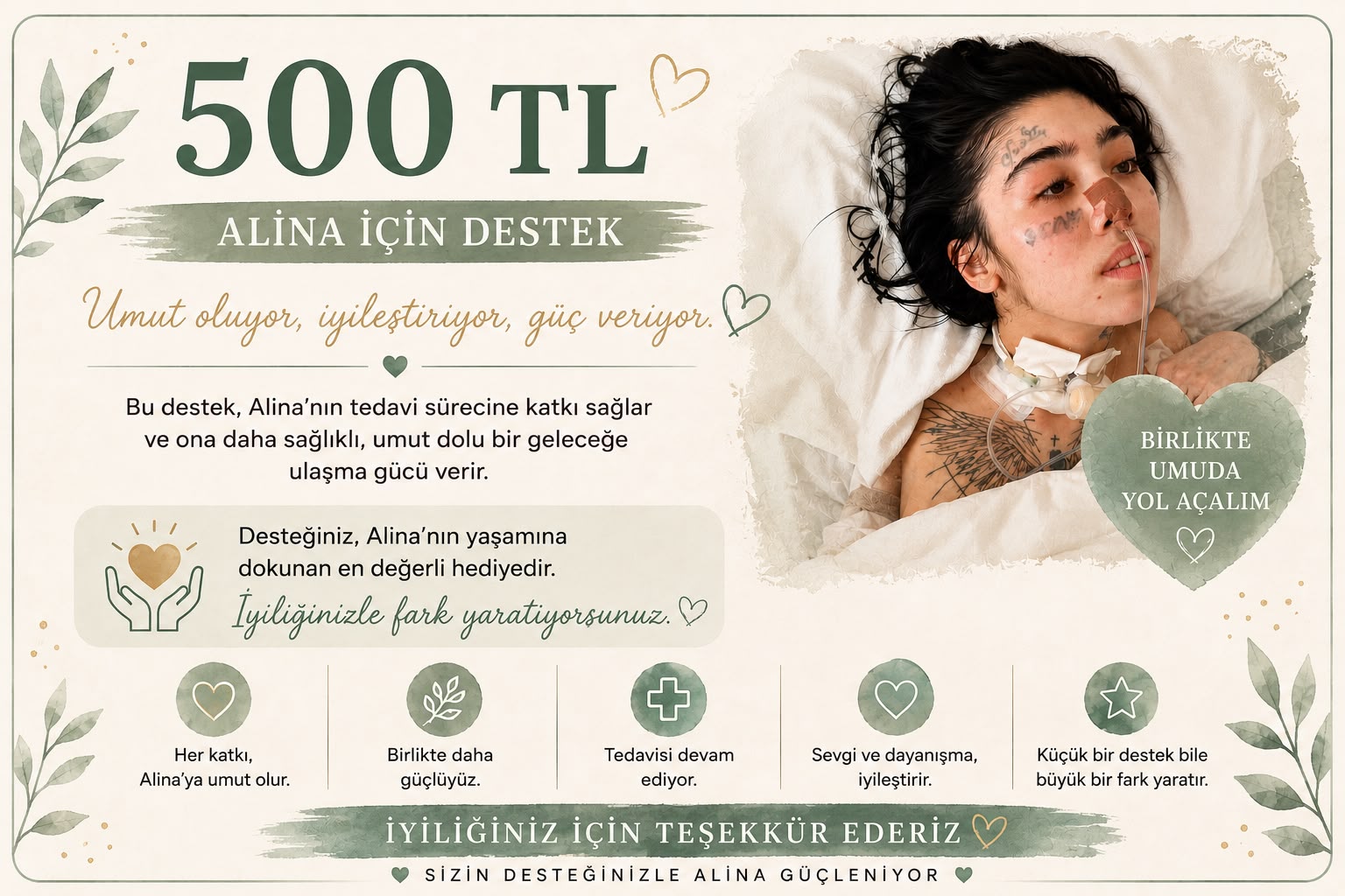 Alina için Destek Kartı - 500 TL